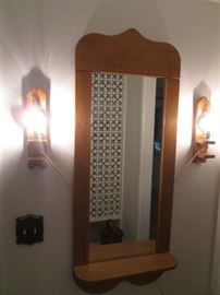 3-Piece Set, Wall Mirror and 2-Sconces, Lighted.                             Mirror is 20" X 50" Long