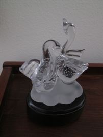 Swan Glass-Sculpted Light on Stand