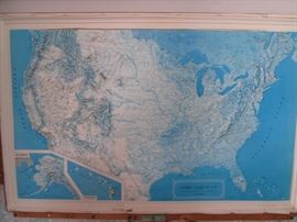 Wall Map from 1968, USA 3-D
