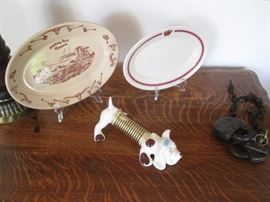 Hotel Del Coronado Platter (red/white)                                           Wallace Platter "Hitching Post", Cheyenne                            Vintage Doggie Letter Opener