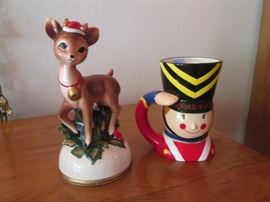 Radio City Mug & Vintage Reindeer, 8" high, Japan