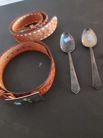 Leather Belts with Embellished Buckles