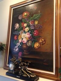 Another large floral framed art piece