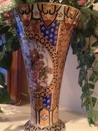 One of two vases with vibrant colors