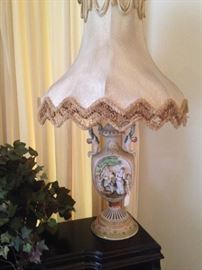 One of two very ornate vintage lamps