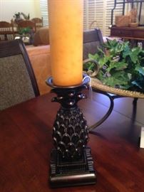 One of two pineapple candleholders (Remember - pineapples are a sign of hospitality!)