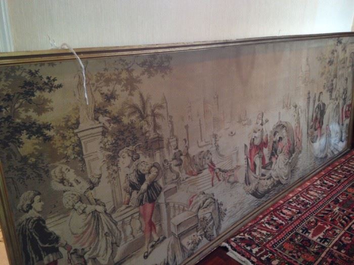 Exceptionally large framed antique tapestry