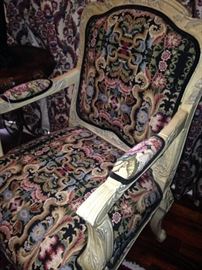 One of two upholstered chairs