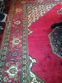 Vibrant red - Persian Tabriz rug - 9 feet seven inches x 13 feet