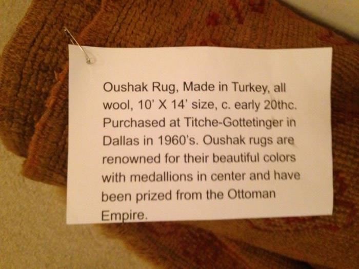 100% wool - Oushak rug made in Turkey 10 feet x 14 feet