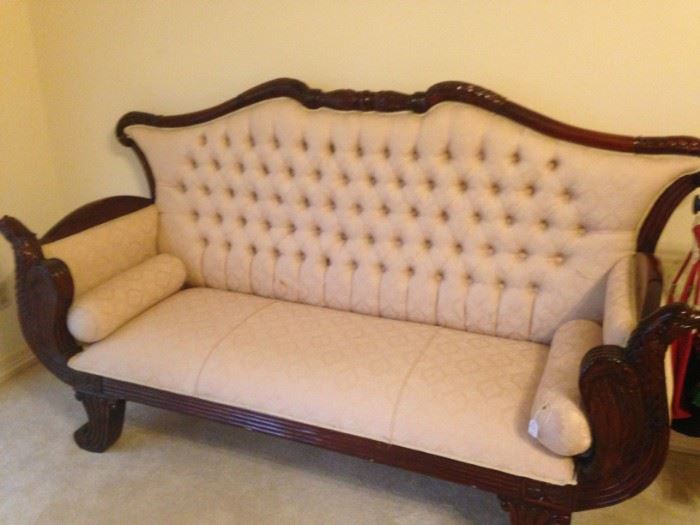 Victorian style tufted back sofa