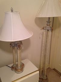 Table lamp and floor lamp; sleek line nightstand