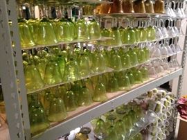 Many sizes and colors of hand-blown stemware