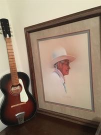 Mimi Jungbluth signed art, little Mexican guitar