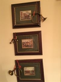 set of 4 framed hunting prints 
