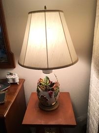 Porcelain Lamp with cut outs and grape leaves