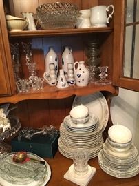 Johann Haviland Bavaria German china gray flowers with silver trim, stoneware and much more