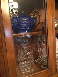 Hall genie "aladdin" oil lamp, crystal decanter with stopper