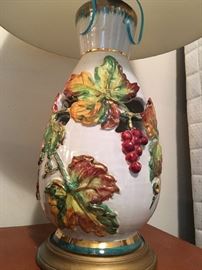 Porcelain die cut lamp with grape leaves