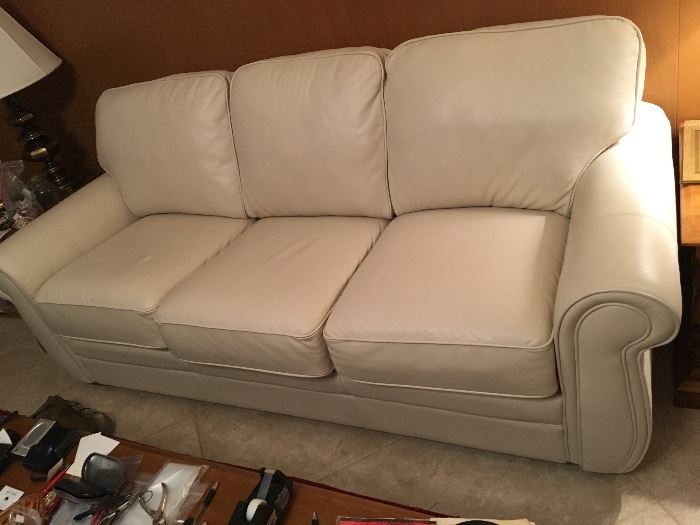 $395 White leather sofa, original price $1500