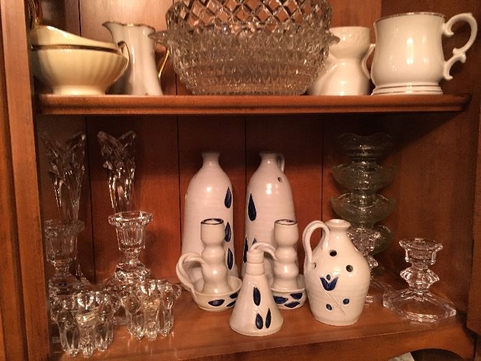 Stoneware set, china glass and crystal