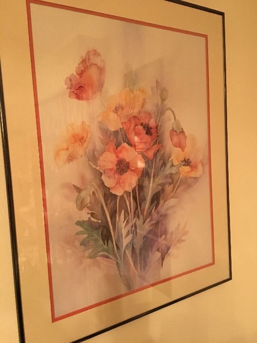 A beautifully done original water color signed "Lilly" lower right under glass and nicely framed