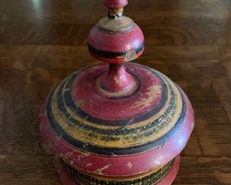 Early treenware covered painted box