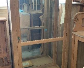 Unfinished tiger oak display cabinet