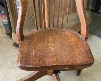 Tiger oak swivel desk chair