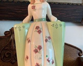 1940s Weil Ware woman figurine planter