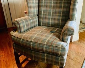 Wingback chair with primitive style straight legs