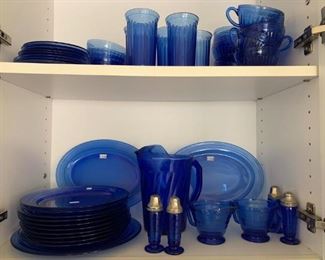Cobalt blue dinner ware  and glassware