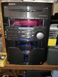 Sony 60 disc, AM/FM, dual cassette player. 