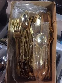 Gold Tone Stainless Flatware