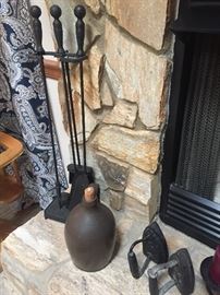 Fireplace Set, Pottery Jug, Sad Irons