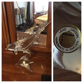 Decorative Lead Crystal Granna Glas Dolphin Figurine