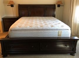 Ashley Bedroom Suite: King Sleigh Bed (bed frame has under-bed cedar lined drawers) , Nightstand, Dresser (dresser has cedar lined drawers)