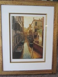 PAIR OF FABIO BALDAN WATERCOLOR ETCHINGS OF VENETIAN LANDSCAPES
