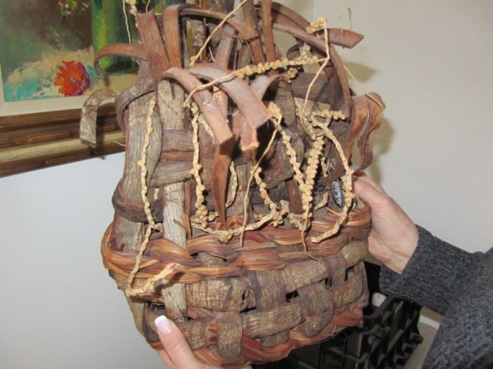 FIBER ART BASKET BY FAMED FIBER ARTIST MIKA McCANN