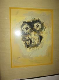 MARGERET LAYTON MID CENTURY OWL PAINTING