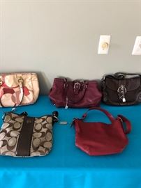 Six authentic Coach purses 