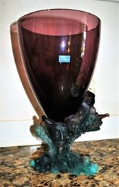 Large Daum Pate De Verre Bacchus Vase