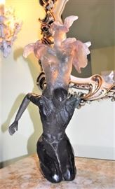 Large Daum Ltd Edition Pate De Verre Sculpture of 2 figures
