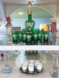 Bohemian Crystal Emerald Glass Barware