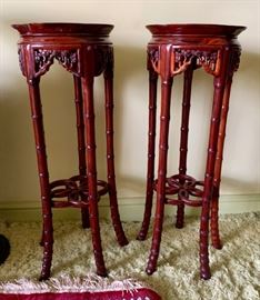 Rosewood Carved Pedestal Tables