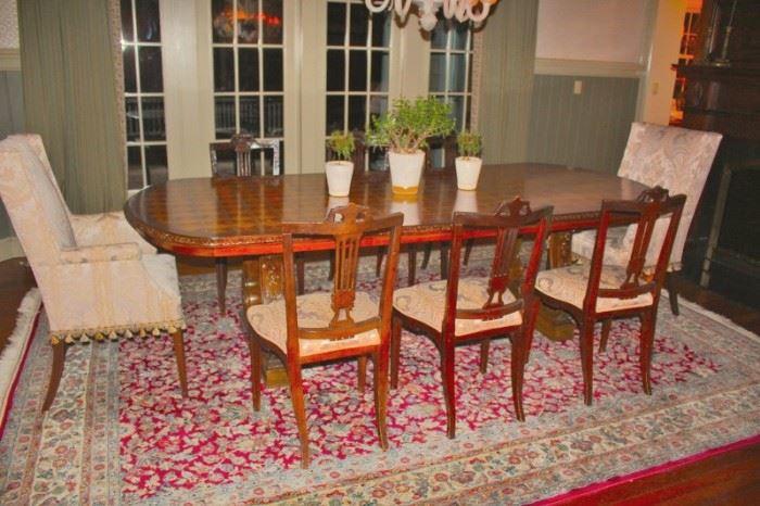 Dining Room Table Parquet Top & 8 Chairs (Chairs and Table to be Sold Separately)