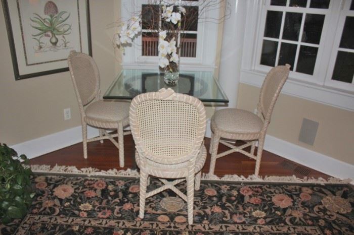 Rectangular Glass Top Table and 3 Chairs