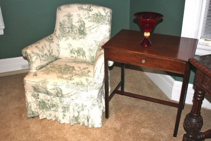 Upholstered Chair and Side Table