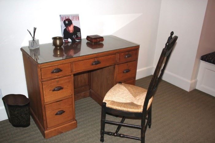 Desk and Caned Chair