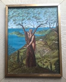 This is a beautifully painted surrealist oil by R, Hunter